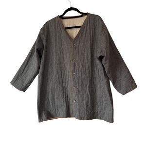 Vintage reversible quilted striped chore jacket